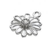 BeadsBalzar Beads & Crafts SILVER 925 (925-D89-S) (925-D89-X) SILVER 925 10MM DAISY PENDANTS WITH WHITE ZIRCONIUM 1 RING (1 PC)