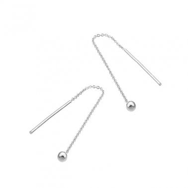 BeadsBalzar Beads & Crafts SILVER 925 (925-DE87-S) (925-DE87-X) SILVER 925 70MM CHAIN EARRING THREADS WITH 3MM END BEAD (1 PAIR)