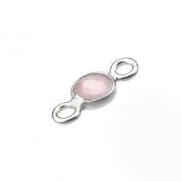 BeadsBalzar Beads & Crafts SILVER 925 (925-L118-S) (925-L118-X) SILVER 925 4MM SET PINK QUARTZ BRIOLETTES 2 RINGS  (1 PC)