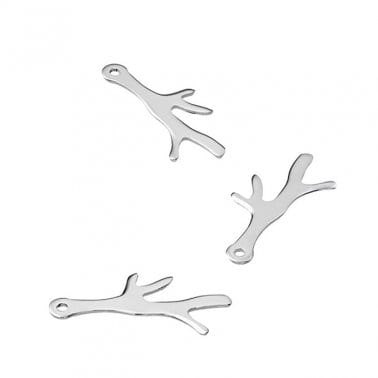 BeadsBalzar Beads & Crafts SILVER 925 (925-LP69-S) (925-LP69-S) SILVER 925 17MM CORAL CHARMS WITH 1 HOLE  (2 PCS)