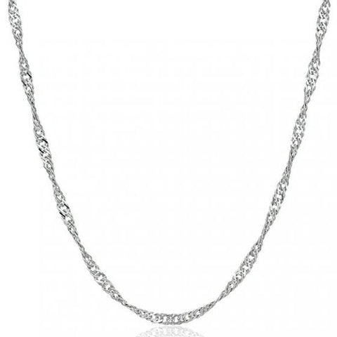 BeadsBalzar Beads & Crafts SILVER (925-BT18-S) (925-BT18-G) Water Wave Singapore Twisted Links Sterling Silver Chain 925 Silver 16" (1 PC)