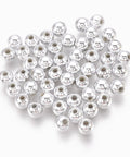 BeadsBalzar Beads & Crafts SILVER (AB7807-S) (AB7807-X) ABS Plastic Beads, Round, Silver Plated 4mm (15 GMS / +-400pcs)