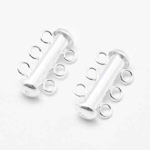 BeadsBalzar Beads & Crafts (SILVP-8465-02) Sterling Silver Slide Lock Clasps, Carved 925 Silver 11x19.5mm  (1 SET)