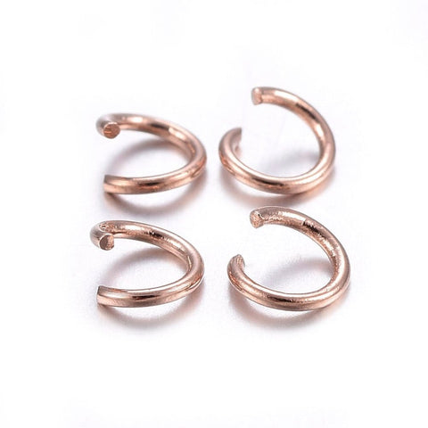 BeadsBalzar Beads & Crafts (SJ5396-X) 304 Stainless Steel Jump Rings, Open Jump Rings, Rose Gold 5MM (20 PCS)