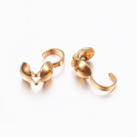 BeadsBalzar Beads & Crafts (SK6426B) 304 Stainless Steel, Clamshell Knot Cover, Golden 5X10mm (10 PCS)