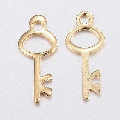 BeadsBalzar Beads & Crafts (SK7029B) 304 Stainless Steel, Key, Golden 15X6mm (4 PCS)