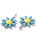 BeadsBalzar Beads & Crafts SKY BLUE (SF8722-10) (SF8722-X) 304 Stainless Steel Charms, with Enamel, Flower, 7.5x10mm (5 PCS)