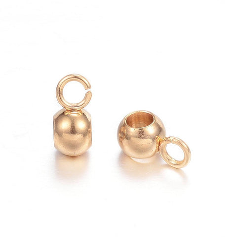 BeadsBalzar Beads & Crafts (SL5035) 304 Stainless Steel Hanger Links, Round, Golden 7MM  (4 PCS)
