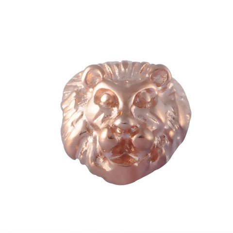 BeadsBalzar Beads & Crafts (SL6015) 304 Stainless Steel Beads, Lion Head, Rose Gold Size: about 11mm long