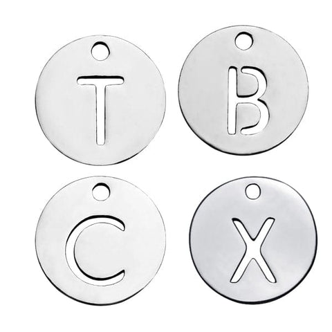 BeadsBalzar Beads & Crafts (SL6035-X)X 304 Stainless Steel Charms, Flat Round 12mm  (2 PCS)