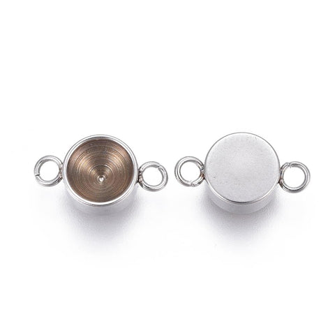 BeadsBalzar Beads & Crafts (SL6152A) 304 Stainless Steel Connector Rhinestone Settings, Flat Round,Steel Color 12mm long,  fit for 5mm rhinestone (5 PCS)