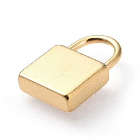 BeadsBalzar Beads & Crafts (SL6827A) 304 Stainless Steel Pendants, Padlock, Golden 12x19mm (2 PCS)