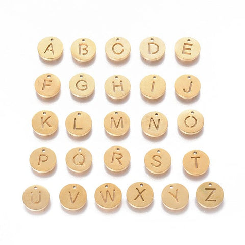 BeadsBalzar Beads & Crafts SL6936-SET (SL6936-X) 304 Stainless Steel Charms, Choose LETTER 10mm
