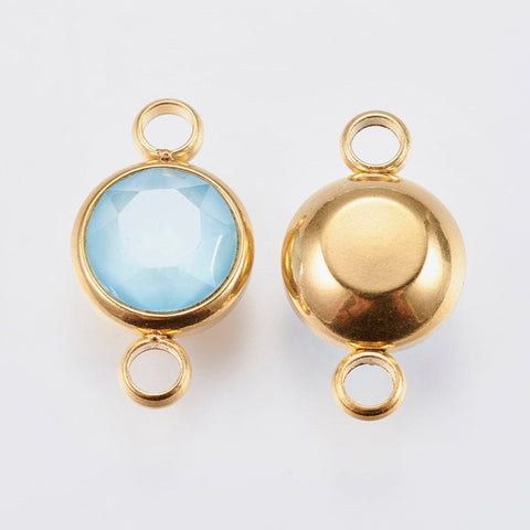 BeadsBalzar Beads & Crafts (SL7025-04) SKYBLUE (SL7025-X) K9 Glass Links Connectors, Faceted,  Golden, 17.5mm (1 PC)