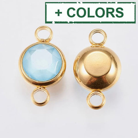 BeadsBalzar Beads & Crafts (SL7025-X) K9 Glass Links Connectors, Faceted,  Golden, 17.5mm (1 PC)