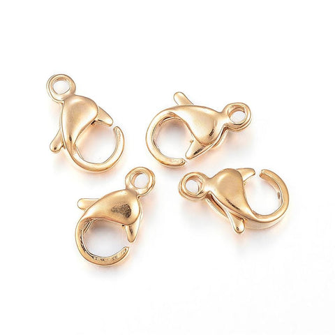 BeadsBalzar Beads & Crafts (SL7608-X) Vacuum Plating 304 Stainless Steel Lobster Claw Clasps, Golden (6 PCS)