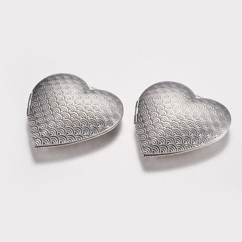 BeadsBalzar Beads & Crafts (SL8242-11P) 304 Stainless Steel Locket Pendants, Photo / Heart, 39mm wide (2 PCS)