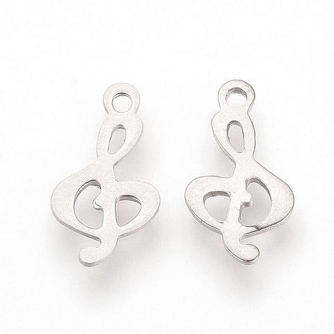 BeadsBalzar Beads & Crafts (SM4712) 304 Stainless Steel Pendants, Musical Note, Stainless Steel Color (10 PCS)