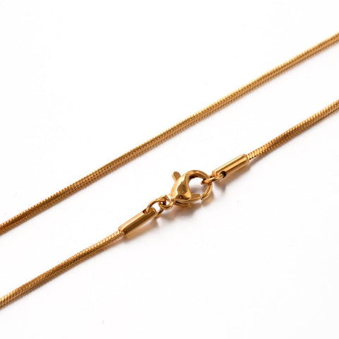 BeadsBalzar Beads & Crafts (SN5240) 304 Stainless Steel Snake Chain Necklaces, Golden 45MM