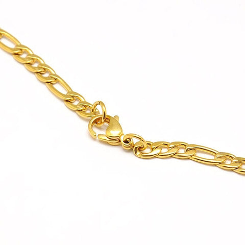 BeadsBalzar Beads & Crafts (SN6036) 304 Stainless Steel Figaro Chain Necklace Makings, Golden  49-55CM