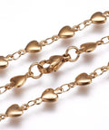 BeadsBalzar Beads & Crafts (SN6093X) 304 Stainless Steel Chain Necklaces, Heart, Golden(45.5cm)