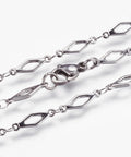 BeadsBalzar Beads & Crafts (SN6094C) 304 Stainless Steel Chain Necklaces, Rhombus, Steel Color (45cm) long
