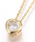 BeadsBalzar Beads & Crafts (SN6749A) 304 Stainless Steel Pendant Necklaces, Heart, Clear, Golden (45cm) 50mm