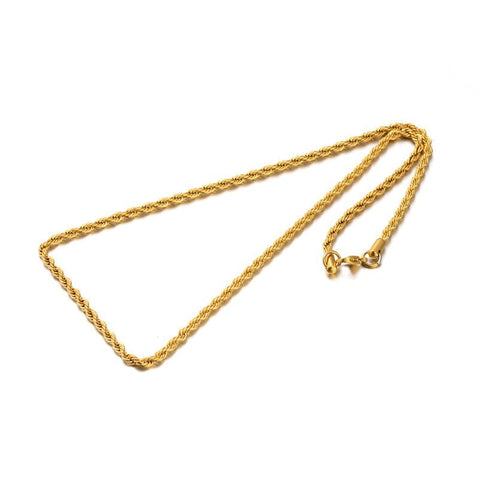 BeadsBalzar Beads & Crafts (SN6840A) 304 Stainless Steel Rope Chain Necklaces, Golden (59.9cm) long