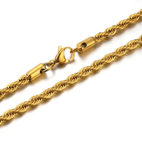 BeadsBalzar Beads & Crafts (SN6840A) 304 Stainless Steel Rope Chain Necklaces, Golden (59.9cm) long