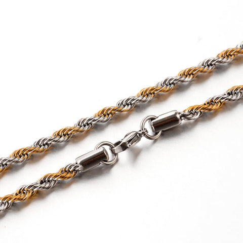 BeadsBalzar Beads & Crafts (SN6941A) 304 Stainless Steel Rope Chain Necklaces,3.8mm wide(59.9cm) long