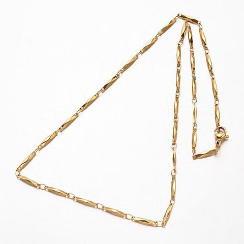 BeadsBalzar Beads & Crafts (SN7015A) 304 Stainless Steel Bar Link Chains Necklaces, Golden (43.7cm)
