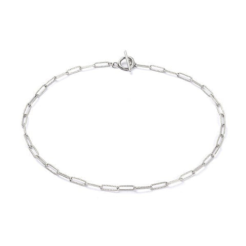 BeadsBalzar Beads & Crafts (SN7016A) 304 Stainless Steel Textured Paperclip Chains Necklace (41.5cm)