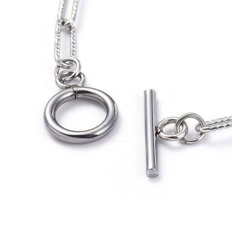 BeadsBalzar Beads & Crafts (SN7016A) 304 Stainless Steel Textured Paperclip Chains Necklace (41.5cm)