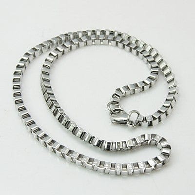 BeadsBalzar Beads & Crafts (SN7017A) 304 Stainless Steel Necklaces Men's Box Chain Necklaces, 4mm (51.5cm)
