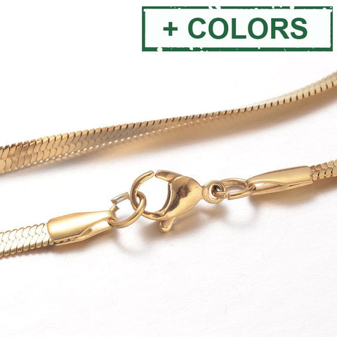 BeadsBalzar Beads & Crafts (SN7965-X) 304 Stainless Steel Snake Chain Necklaces, (45cm)
