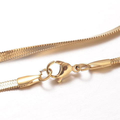 BeadsBalzar Beads & Crafts (SN7965G) 304 Stainless Steel Snake Chain Necklaces, Golden (45cm)