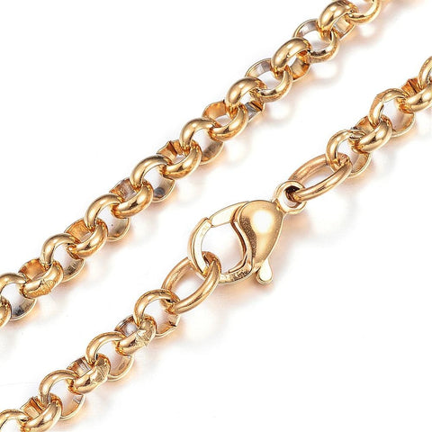 BeadsBalzar Beads & Crafts (SN8216-05) 304 Stainless Steel Rolo Chains Necklaces, (40cm)