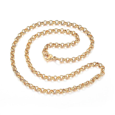 BeadsBalzar Beads & Crafts (SN8216-05) 304 Stainless Steel Rolo Chains Necklaces, (40cm)
