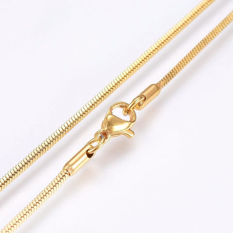 BeadsBalzar Beads & Crafts (SN8218-05G) 304 Stainless Steel Snake Chain Necklace (40cm)