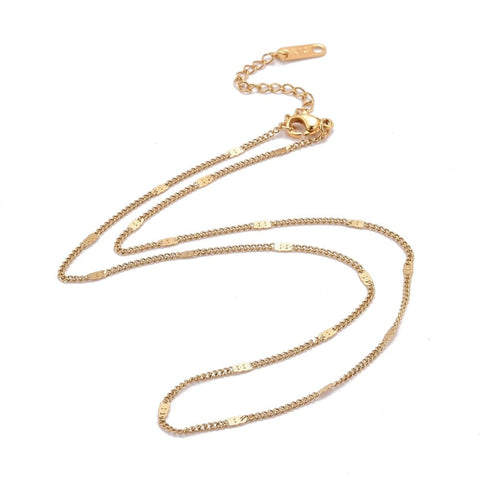BeadsBalzar Beads & Crafts (SN8219-02) 304 Stainless Steel Figaro Chain Necklaces, Golden (40cm)