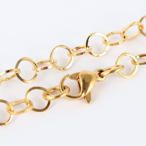 BeadsBalzar Beads & Crafts (SN8251-04G) 304 Stainless Steel Cable Chain Necklace Golden (44.9cm)
