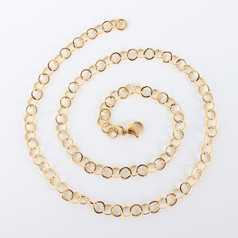 BeadsBalzar Beads & Crafts (SN8251-04G) 304 Stainless Steel Cable Chain Necklace Golden (44.9cm)