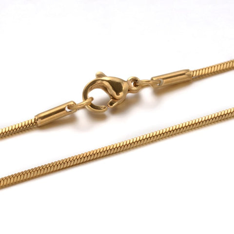 BeadsBalzar Beads & Crafts (SN8255-31) 304 Stainless Steel Snake Chain Necklaces, Golden (40cm)