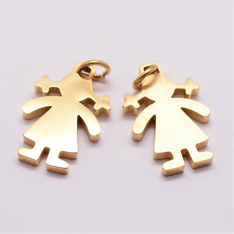 BeadsBalzar Beads & Crafts (SP4758) 316 Stainless Steel Pendants, Girl Silhouette Pendants,18x12mm (2 PCS)