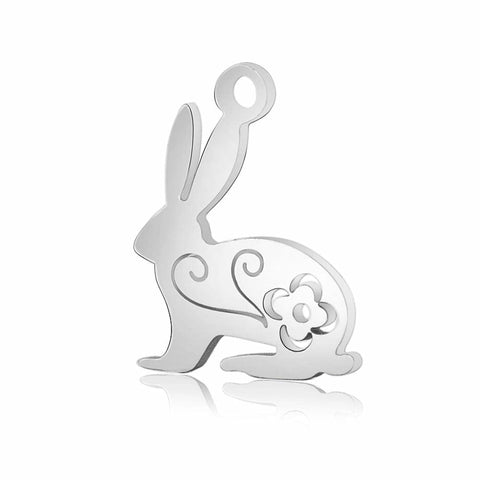 BeadsBalzar Beads & Crafts (SP5442) 304 Stainless Steel Pendants, Rabbit, Stainless Steel 16MM