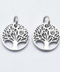 BeadsBalzar Beads & Crafts (SP5557) 316 Stainless Steel, with Cubic Zirconia, Tree, Clear, 12MM (2 PCS)