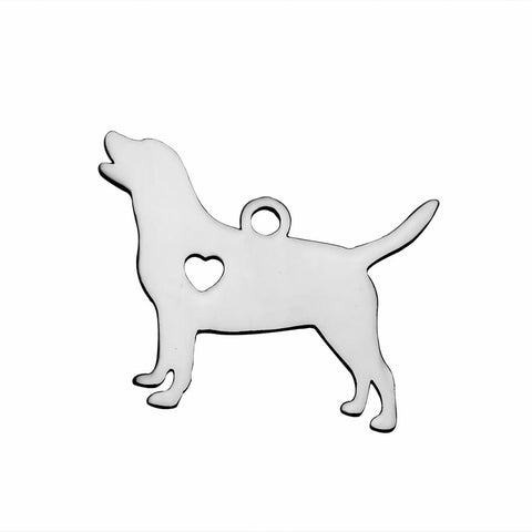 BeadsBalzar Beads & Crafts (SP5576) 304 Stainless Steel Pendants, Dog, Stainless Steel 20MM (2 PCS)
