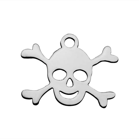 BeadsBalzar Beads & Crafts (SP5616) 304 Stainless Steel Pendants, Skull,  16mm wide
