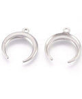 BeadsBalzar Beads & Crafts (SP5741) 304 Stainless Steel Pendants, Double Horn-Crescent Moon, 17.5mm