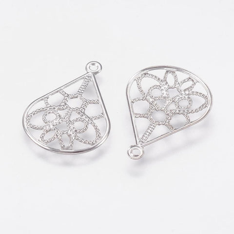 BeadsBalzar Beads & Crafts (SP6450A) 304 Stainless Steel Pendants, Heart, Filigree,  20mm (10 PCS)